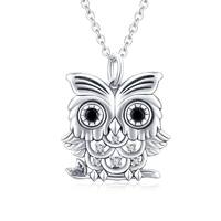 Sterling Silver Cute Owl Pendant Necklaces for Women