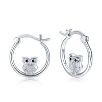 925 Sterling Silver Animal Owl Hypoallergenic Huggie Hoop Earrings Jewelry for Sensitive Ears
