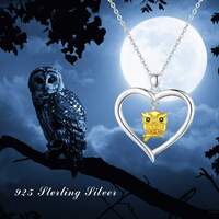 Owl Necklace 925 Sterling Silver Heart Gold Owl Pendant