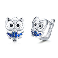 Owl Earrings 925 Sterling Silver Small Hoops Earrings Owl Huggie Hoop Earrings