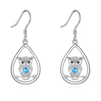 Sterling Silver Owl Drop Earrings Jewelry Gifts for Women