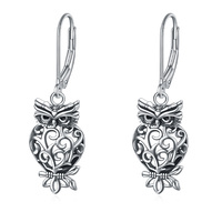 Owl Earrings for Women Sterling Silver Tree of Life Leverback Earrings Owl Jewelry Gifts for Women