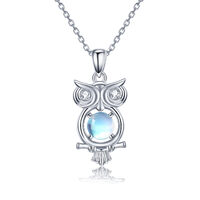 Owl Moonstone Pendant Necklace Jewelry