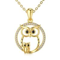 Owl Moissanite Necklaces in 14K Gold