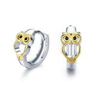 Owl Earrings Owl Hoop Huggie Earrings Hypoallergenic Earrings Jewelry in 925 Sterling Silver