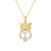 Cute Owl Necklace in 14K Gold