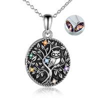 Sterling Silver Owl Tree Of Life Can Put A Photo Box Pendant Necklace