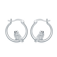 Snail/ Guinea Pig/ Owl/ Frog/ Rabbit/ Duck/ Ladybug Hoop Earrings 925 Sterling Silver Animal Earring