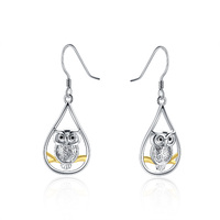 Owl Earrings Sterling Silver Animal Dangle Drop Hooks Earring Owl Jewelry Gifts for Women Teens Birt