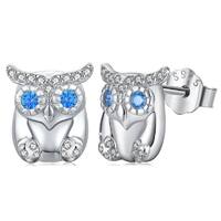 925 Sterling Silver Owl Studs Earrings Hypoallergenic for Sensitive Ears