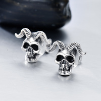 Skull Earrings Sterling Silver Skull Dragon/Snake/Owl/Bones/Pirate Stud Earrings for Women Men