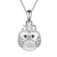 Owl Necklace Graduation Jewelry in Sterling Silver