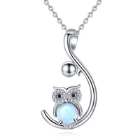 Owl Necklace Silver 925 Owl Jewelry Gifts for Women Girls Teens