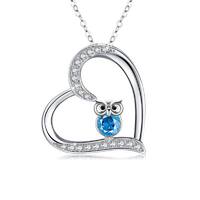 Owl Necklace Heart Owl Pendant Jewelry in 925 Sterling Silver