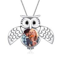 Locket Necklace That Holds Pictures 925 Sterling Silver Cute Wisdom Owl Style Photo Locket Necklace 