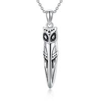 Owl Necklace Animal Pendant Necklace Jewelry in Sterling Silver