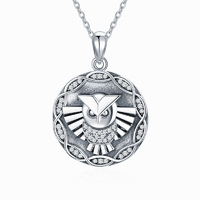 Owl Animal Pendant Necklace with 925 Sterling Silver Bohemia Jewelry