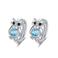 Sterling Silver Owl Hoop Earrings Owl Jewelry