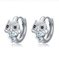 Hypoallergenic Owl Cute Heart CZ Huggie Hoop Earrings Jewelry