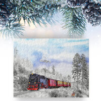 Magical Winter Train With Snowy Owl & Owl  Jigsaw Puzzle