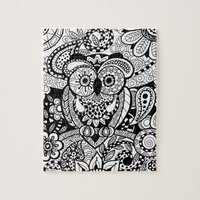 Owl of Wishes Color Your Own Zendoodle Products Jigsaw Puzzle