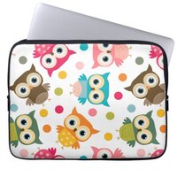 Cute multicolor owl pattern laptop sleeve
