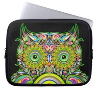 Owl Psychedelic Design Laptop Sleeves