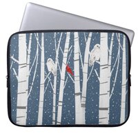 Cardinal and Owls In Snowflakes Laptop Sleeve