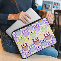 Cute Owls, Owl Pattern, Baby Owls, Colorful Owls Laptop Sleeve