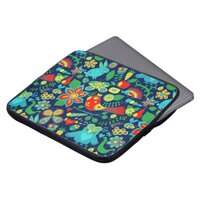 Colorful Retro Floral Owls Pattern Laptop Sleeve