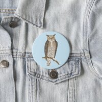 Great Horned Owl Colored Pencil Art Button