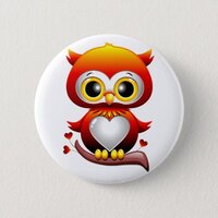 Baby Owl Love Heart Cartoon Button