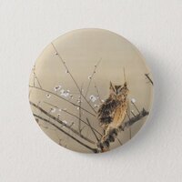 Goun's Owl and Early Plum Blossoms Button