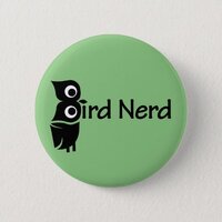 Bird Nerd Owl Green Button
