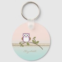 Adorable Girly Cute Owl,Personalized Keychain