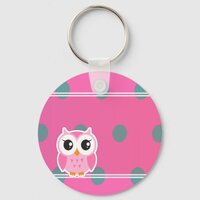 Cool Trendy Polka Dots With Cute Owl Keychain
