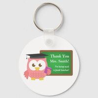 Thank you, Teacher Appreciation Day, Cute Pink Owl Keychain