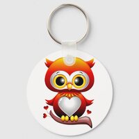 Baby Owl Love Heart Cartoon Keychain