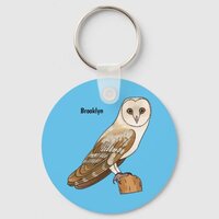 Barn owl bird cartoon illustration  keychain