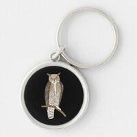 Great Horned Owl cute bird illustration Keychain