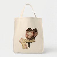 Owl Siblings Watercolor Portrait Tote Bag