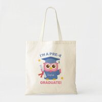 Cute Pink Owl, I am a Pre-K Graduate, Girls Tote Bag