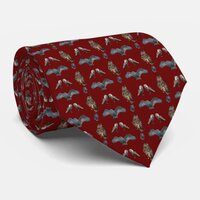 Owl Frenzy Tie (Dark Red)
