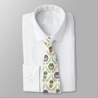 Cute Colorful Fall Colors Owls Pattern Neck Tie