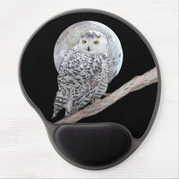 Snowy Owl and Moon Painting - Original Bird Art Gel Mouse Pad