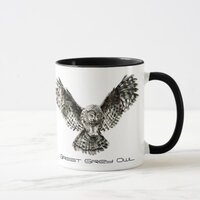 Watercolor Great Gray Owl, Nature Bird Mug