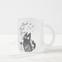 Owl Cat (Black) Frosted Glass Coffee Mug