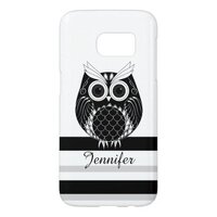 Graphic owl on striped background with name samsung galaxy s7 case