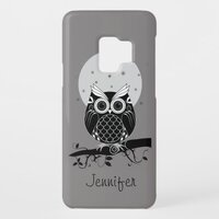Cute owl on a branch and custom name Case-Mate samsung galaxy s9 case