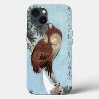 Hiroshige - Horned Owl, Pine, and Crescent Moon iPhone 13 Case